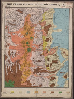 Carte géologique de la chaîne des Puys près Clermont Carte géologique de la chaîne des Puys